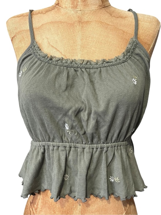 American Eagle Outfitters Tops - American Eagle Outfitters Olive Green Floral Smocked Peplum Cami NWT M
